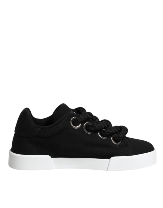 Dolce & Gabbana Black Portofino Low Top Sneakers – Lace-Up Shoes