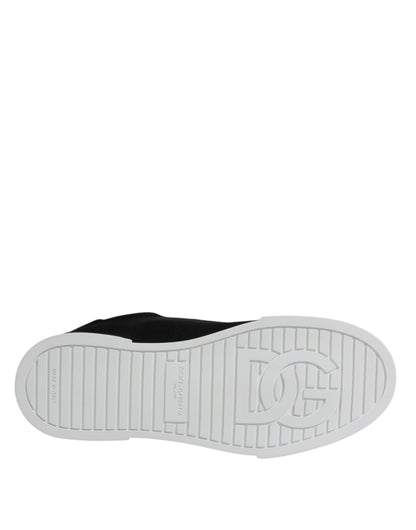 Dolce & Gabbana Black Portofino Low Top Sneakers – Lace-Up Shoes