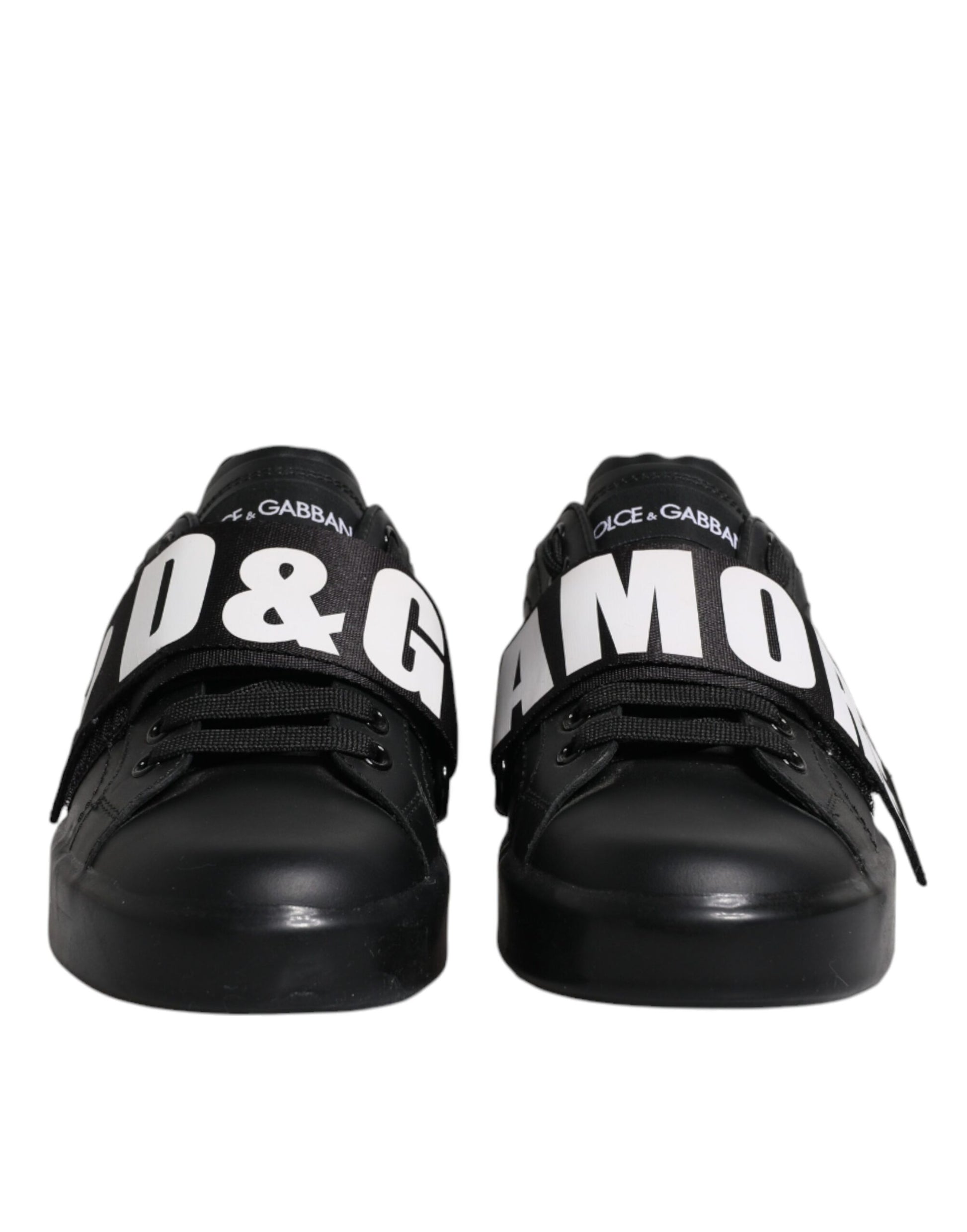 Dolce & Gabbana Black D&G AMORE Low Top Sneakers – Leather Lace-Up Shoes