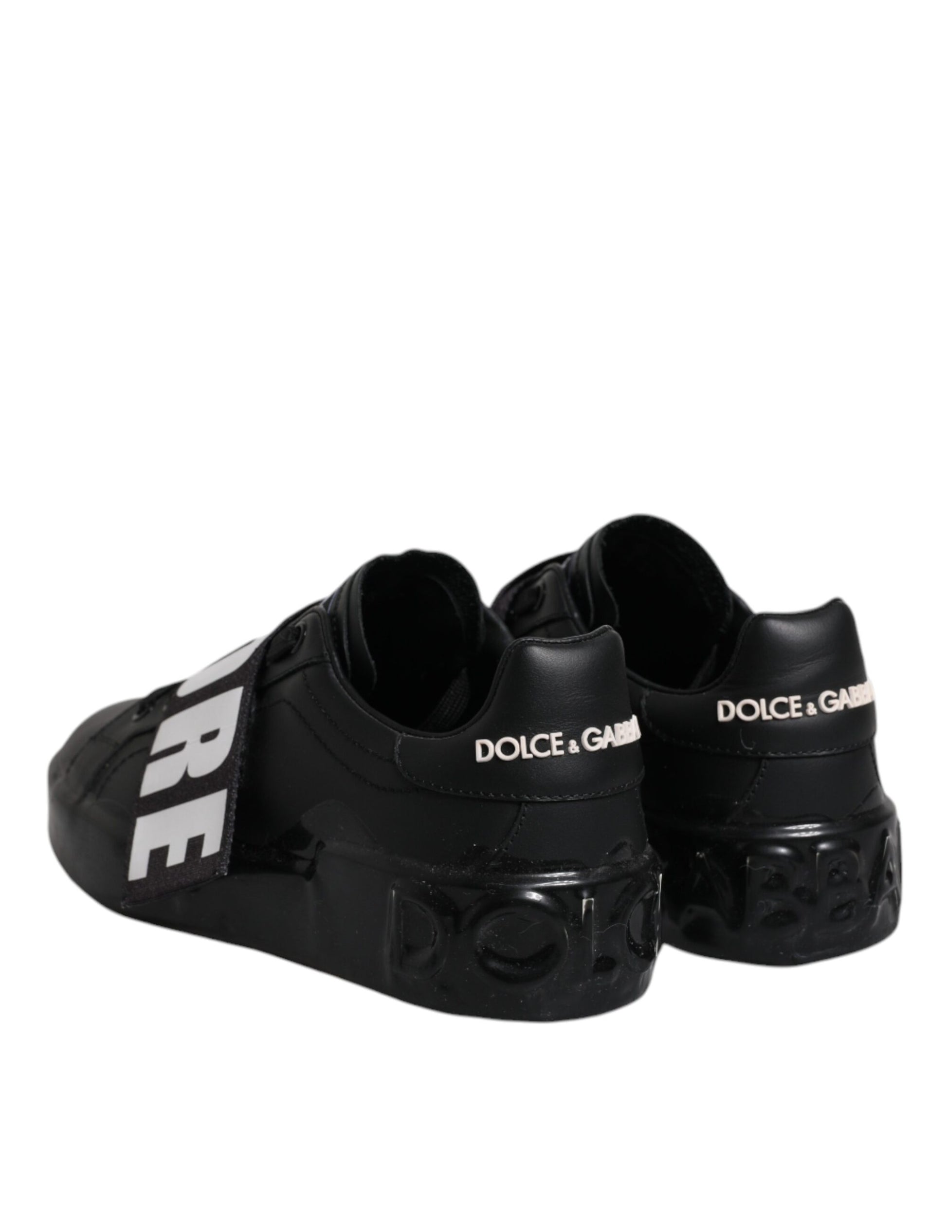 Dolce & Gabbana Black D&G AMORE Low Top Sneakers – Leather Lace-Up Shoes