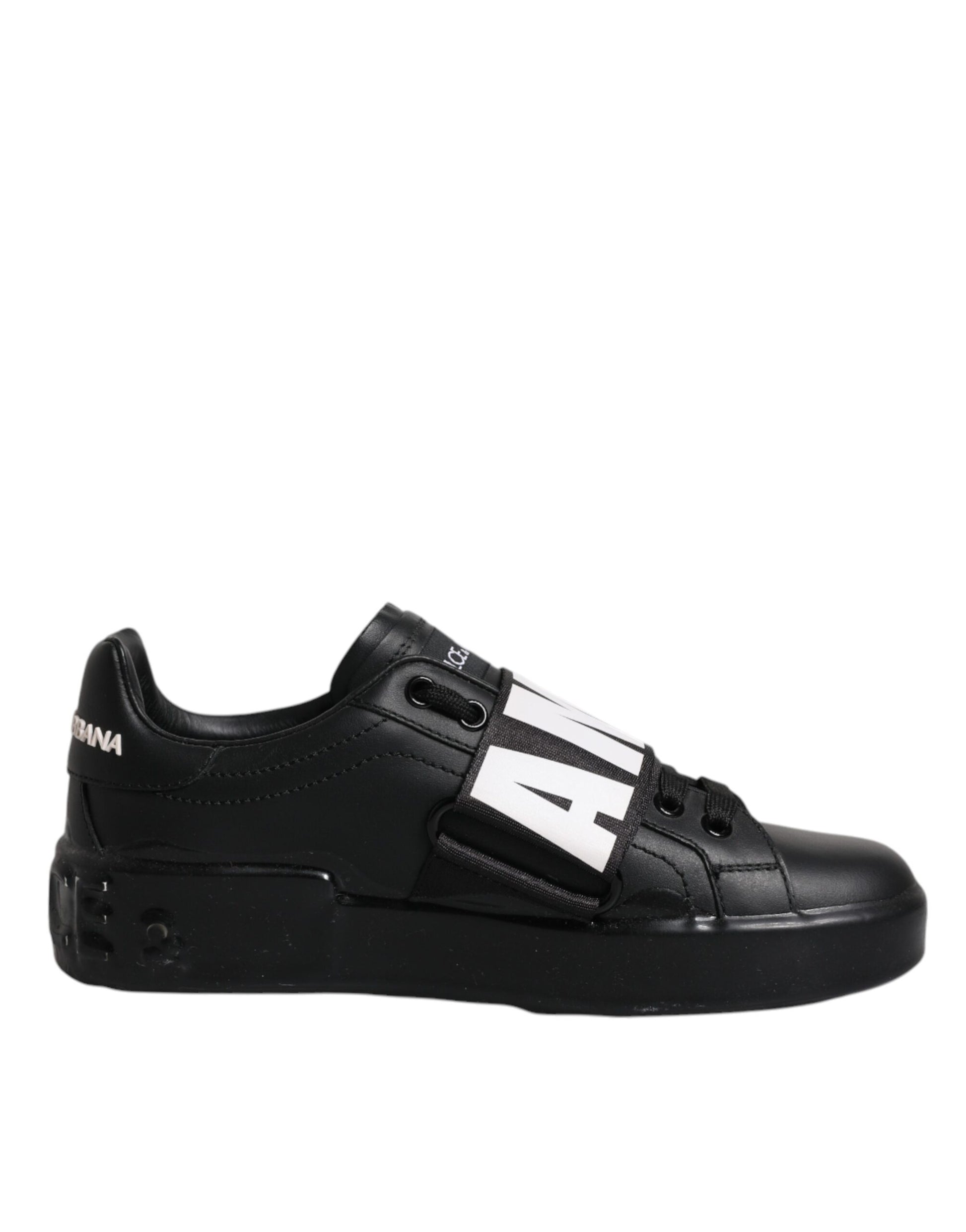 Dolce & Gabbana Black D&G AMORE Low Top Sneakers – Leather Lace-Up Shoes
