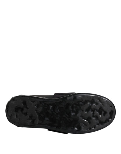  - Dolce & Gabbana Black D&G AMORE Low Top Sneakers – Leather Lace-Up Shoes
