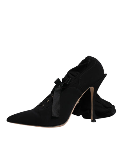 Dolce & Gabbana Black Stiletto Heels Mid Calf Boots Shoes