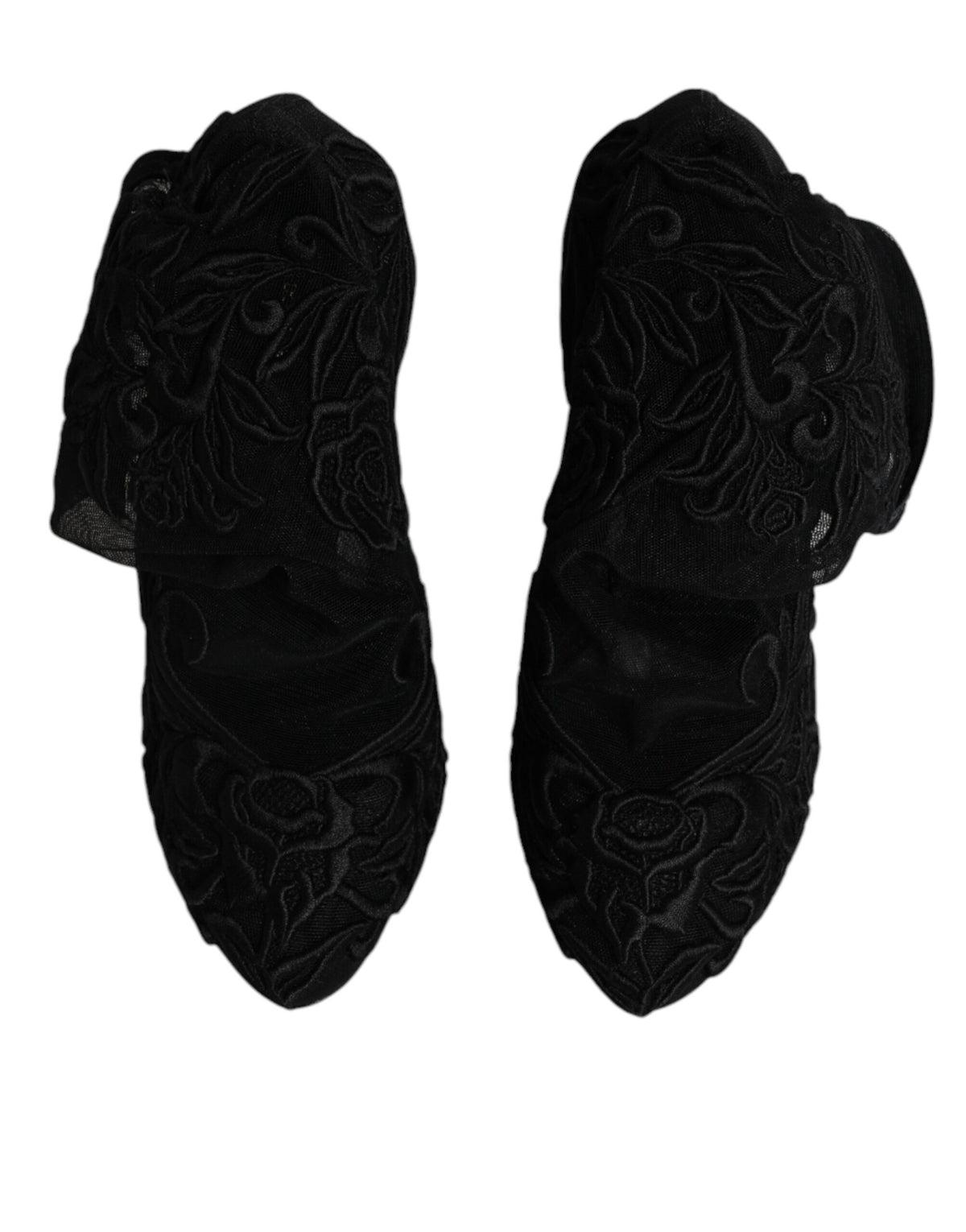 Dolce & Gabbana Black Tulle Stretch Heels Mid-Calf Boots – Luxe Sock Boots
