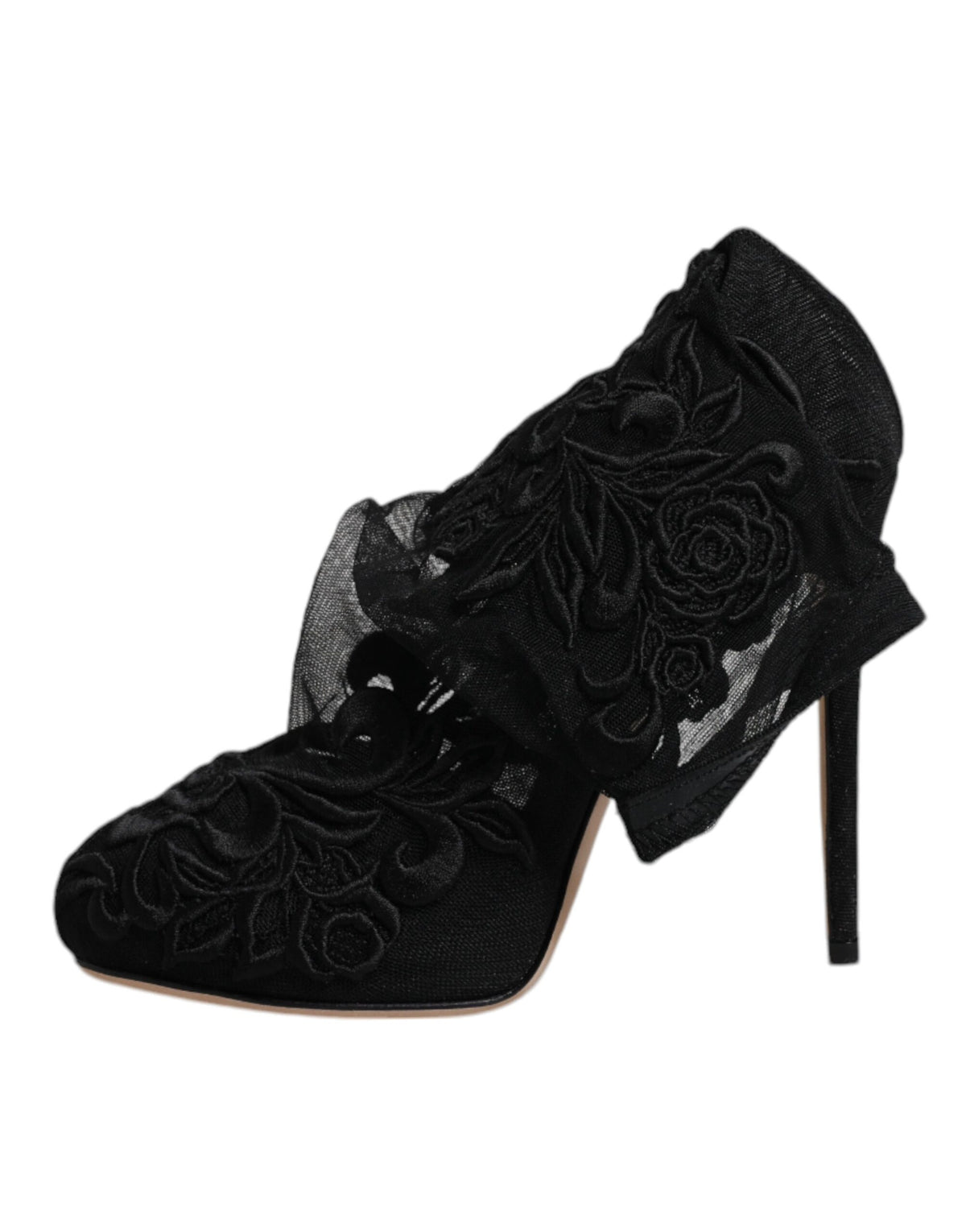 Dolce & Gabbana Black Tulle Stretch Heels Mid-Calf Boots – Luxe Sock Boots