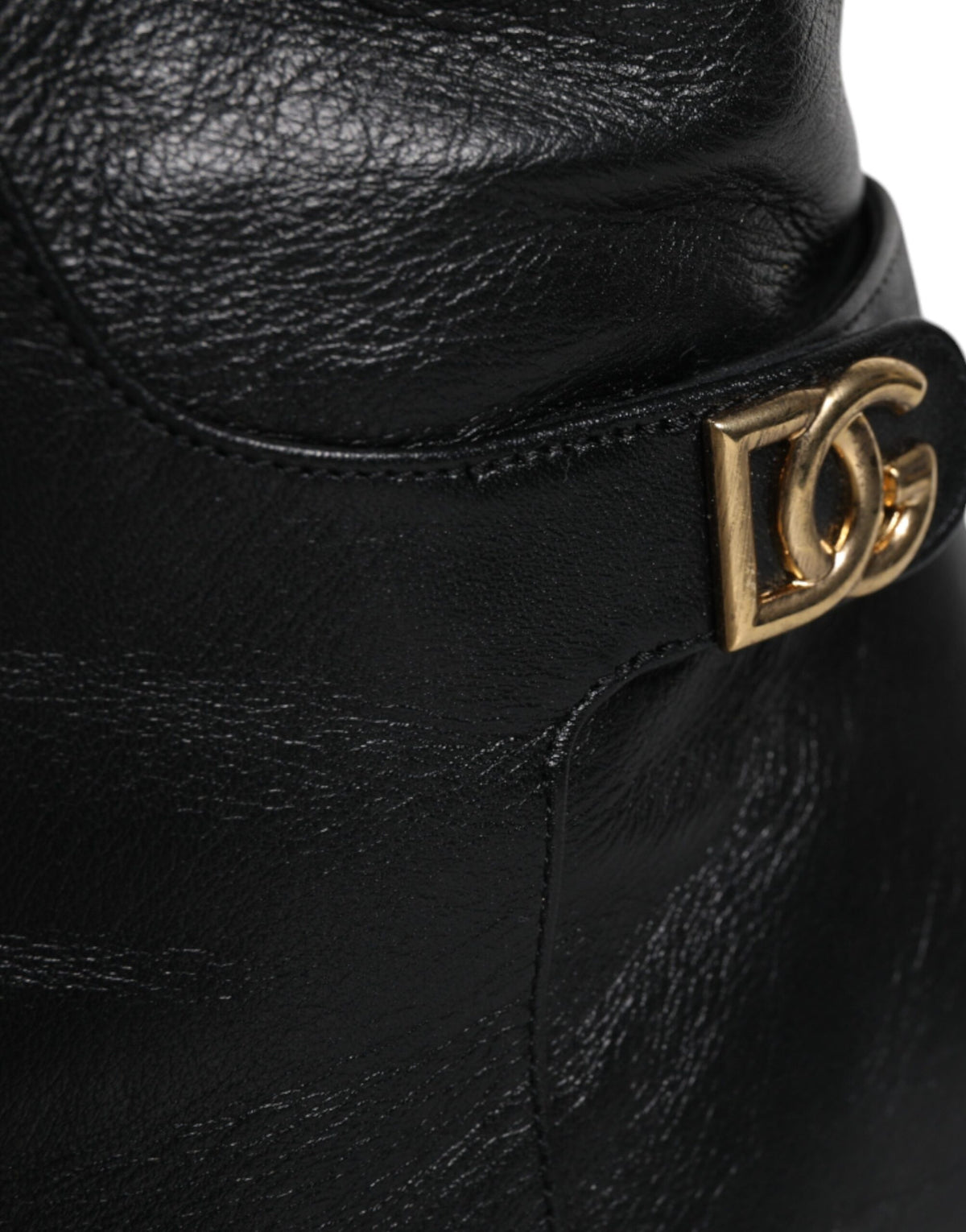 Dolce & Gabbana Black Leather Heels Knee-High Boots – Luxury Designer Footwear
