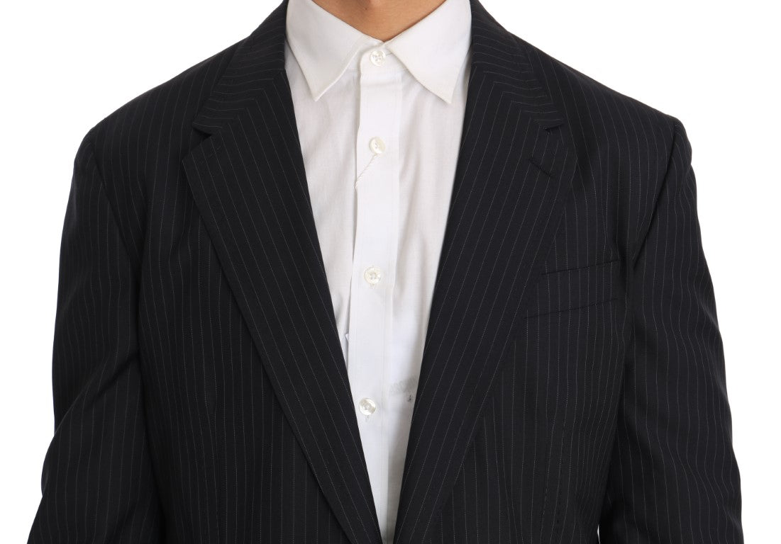  - Elegant Slim Fit Striped Wool Silk Blazer