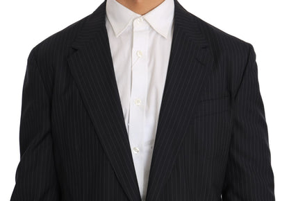  - Elegant Slim Fit Striped Wool Silk Blazer