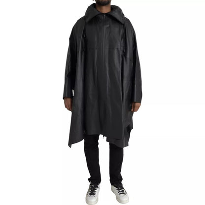  - Bottega Veneta Black Leather Hooded Men Trenchcoat Jacket