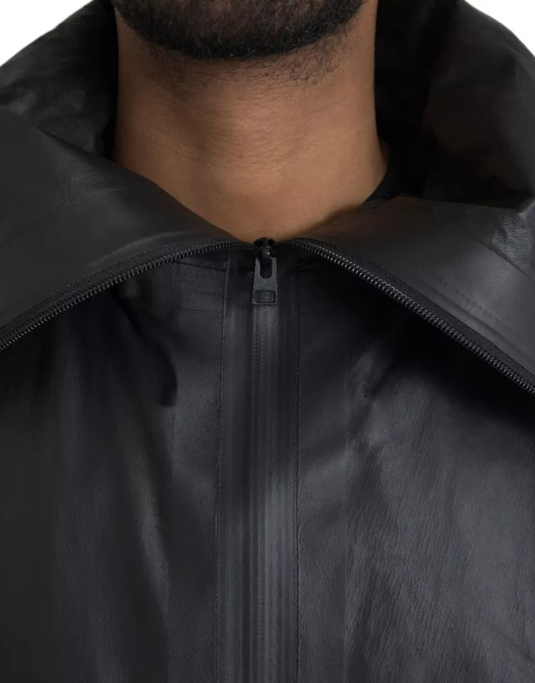  - Bottega Veneta Black Leather Hooded Men Trenchcoat Jacket