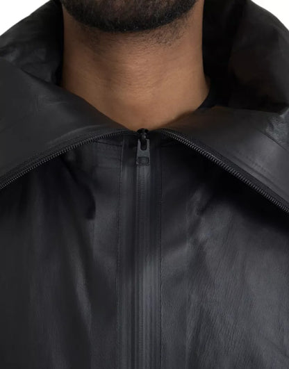  - Bottega Veneta Black Leather Hooded Men Trenchcoat Jacket