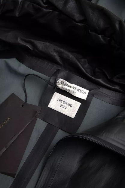  - Bottega Veneta Black Leather Hooded Men Trenchcoat Jacket