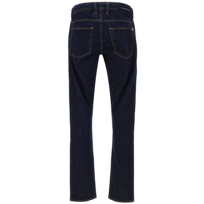 Tramarossa Men's Dark Blue Cotton Jeans with Suede Logo Patch