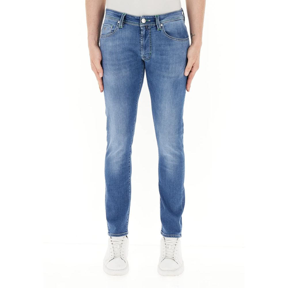 Tramarossa Blue Cotton Jeans - Leonardo Zip SS