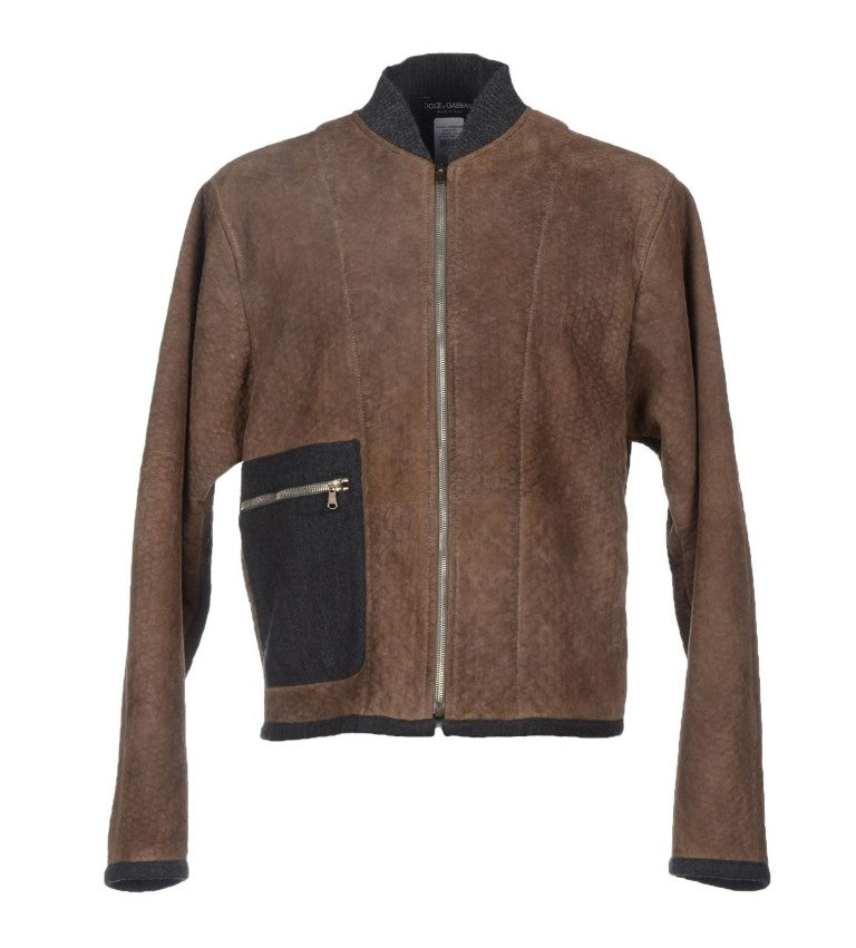  - Elegant Leather & Wool Blend Jacket