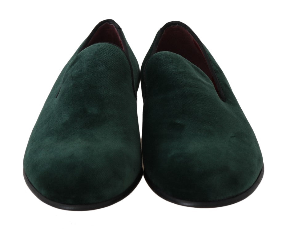  - Elegant Green Suede Slip-On Loafers