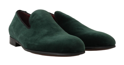  - Elegant Green Suede Slip-On Loafers