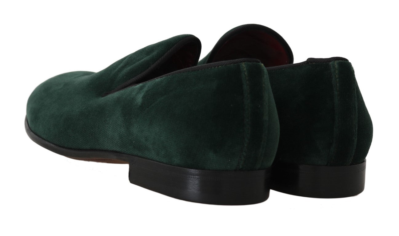 Elegant Green Suede Slip-On Loafers