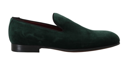  - Elegant Green Suede Slip-On Loafers