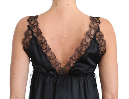  - Sultry Silk Blend Lingerie Top in Black