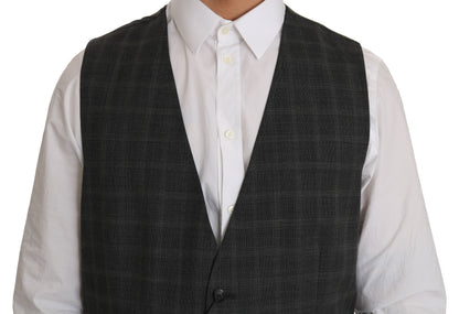  - Elegant Checkered Wool Vest for the Urbane Man