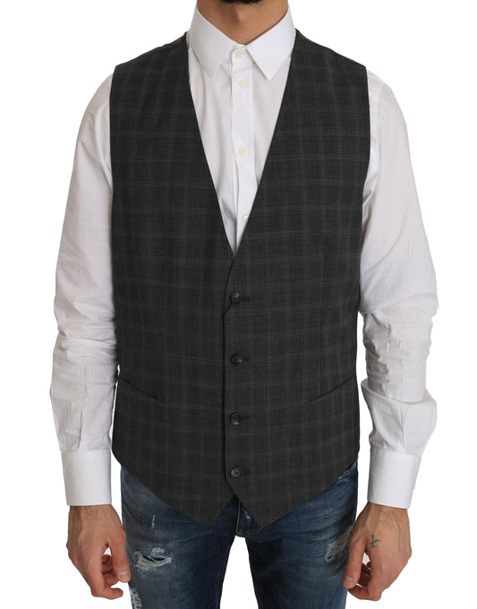  - Elegant Checkered Wool Vest for the Urbane Man