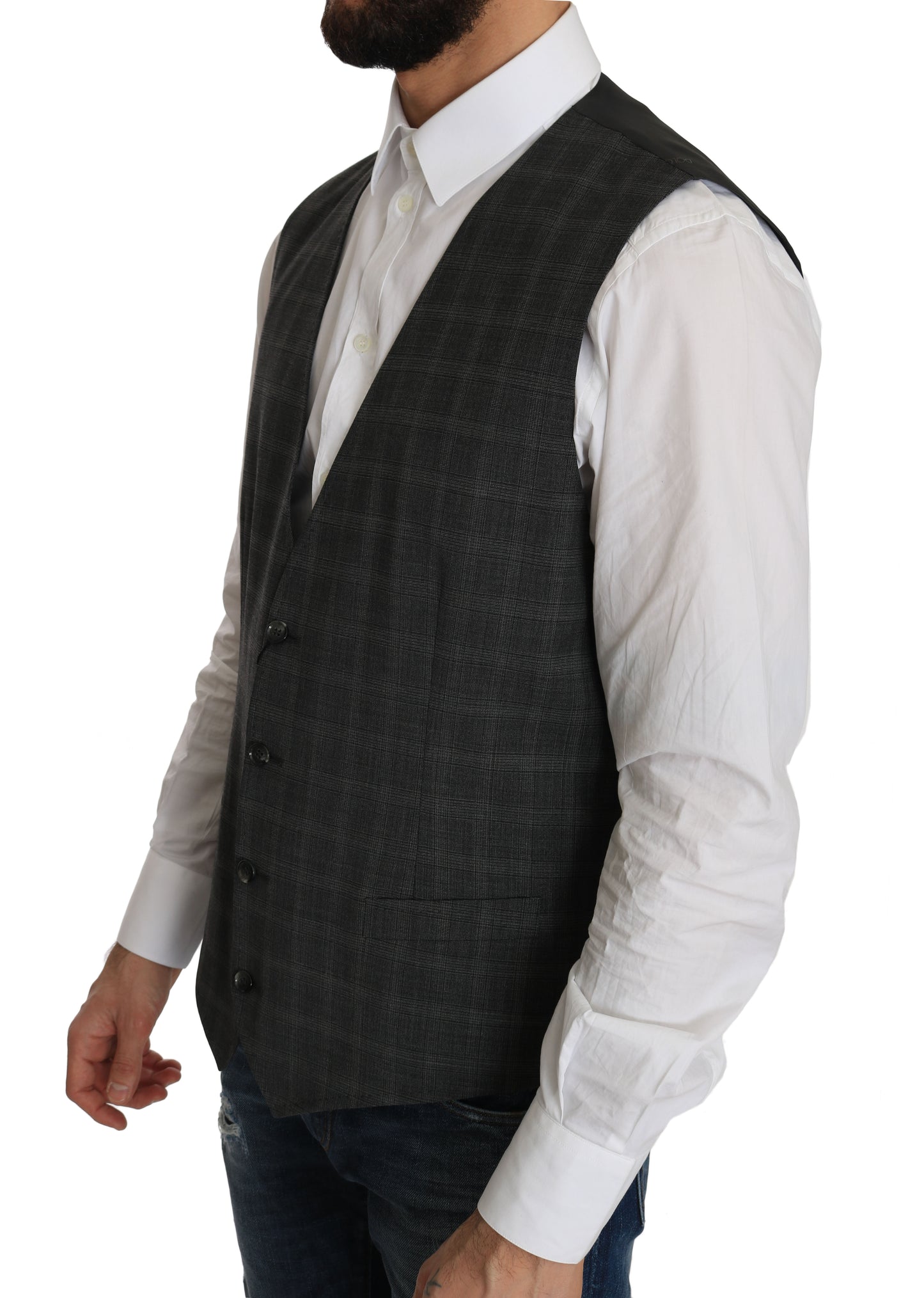  - Elegant Checkered Wool Vest for the Urbane Man