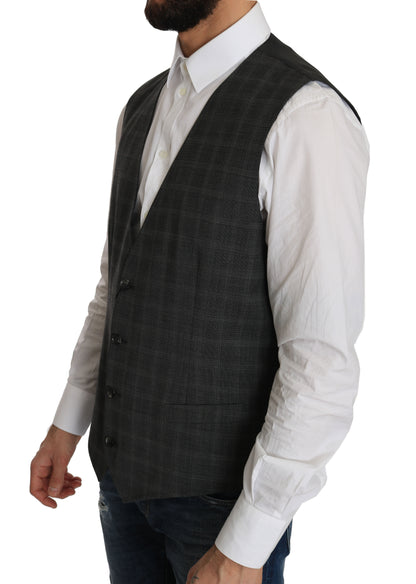  - Elegant Checkered Wool Vest for the Urbane Man