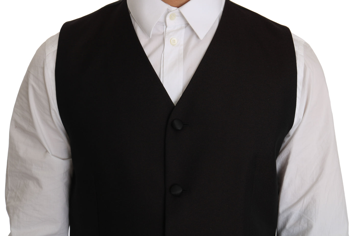  - Elegant Black Silk Blend Formal Vest