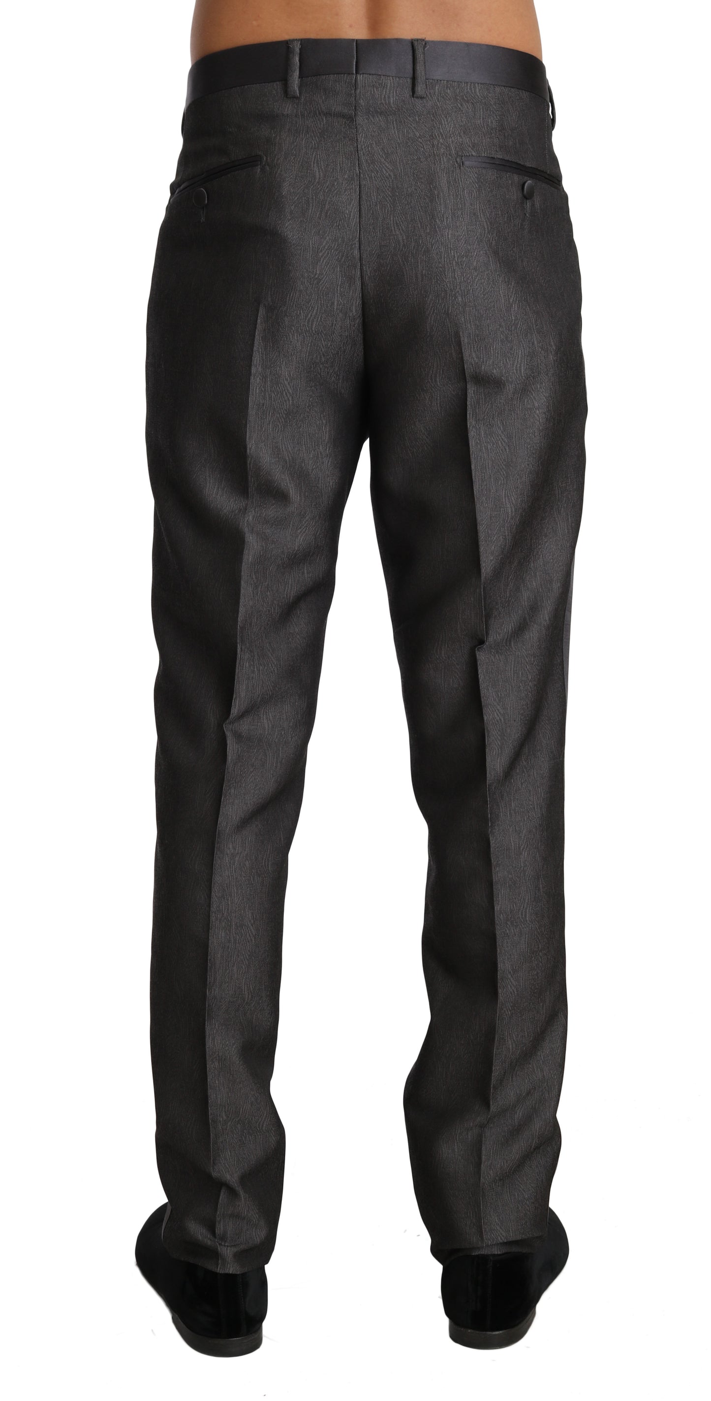  - Elegant Patterned Gray Wool Blend Trousers