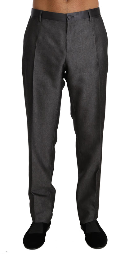  - Elegant Patterned Gray Wool Blend Trousers