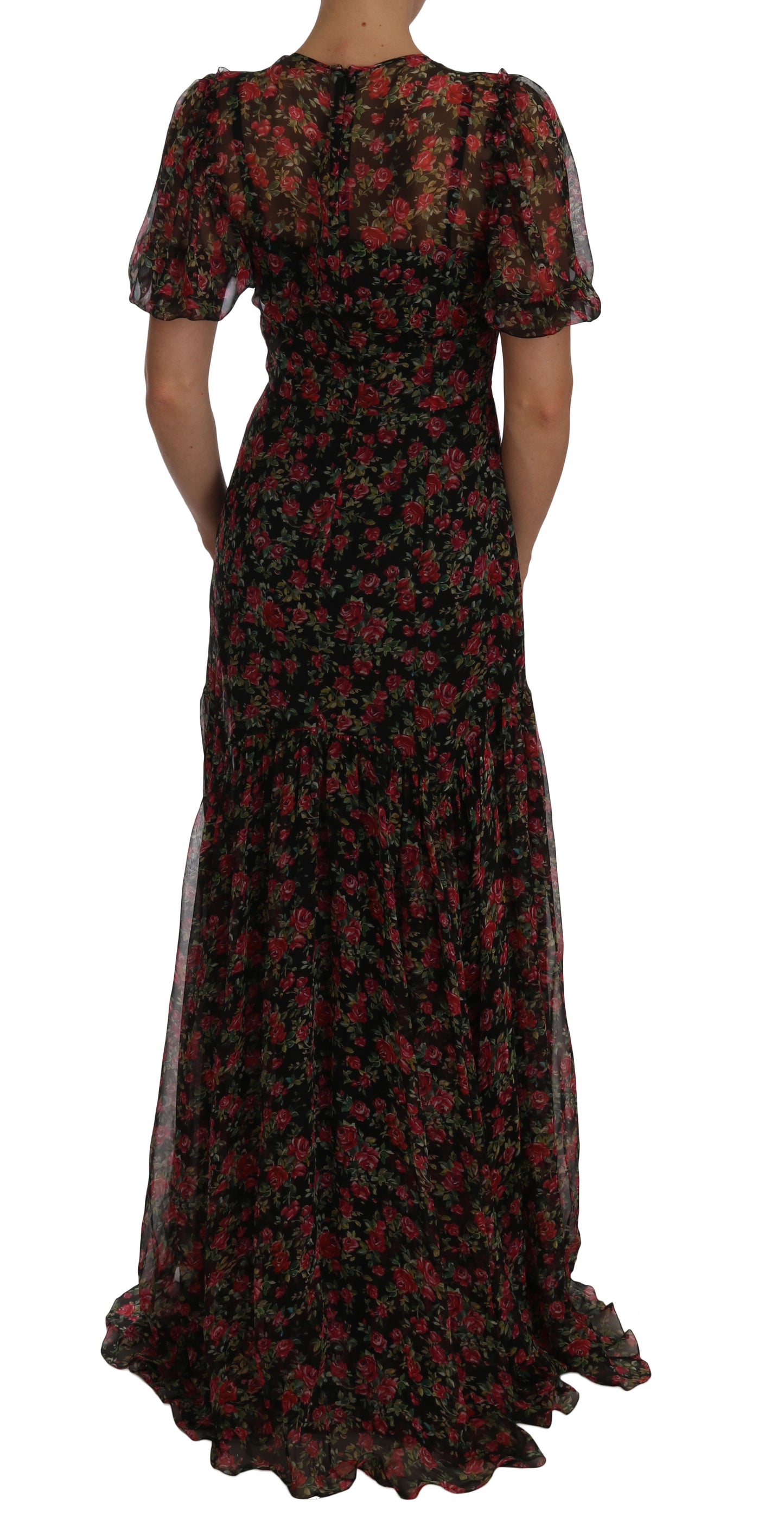  - Elegant Floral A-Line Silk Dress