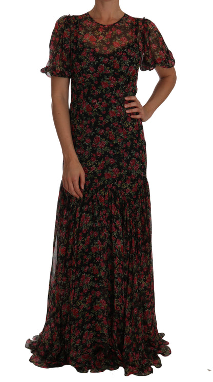  - Elegant Floral A-Line Silk Dress