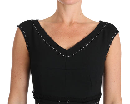  - Elegant Black Sheath Wool Dress