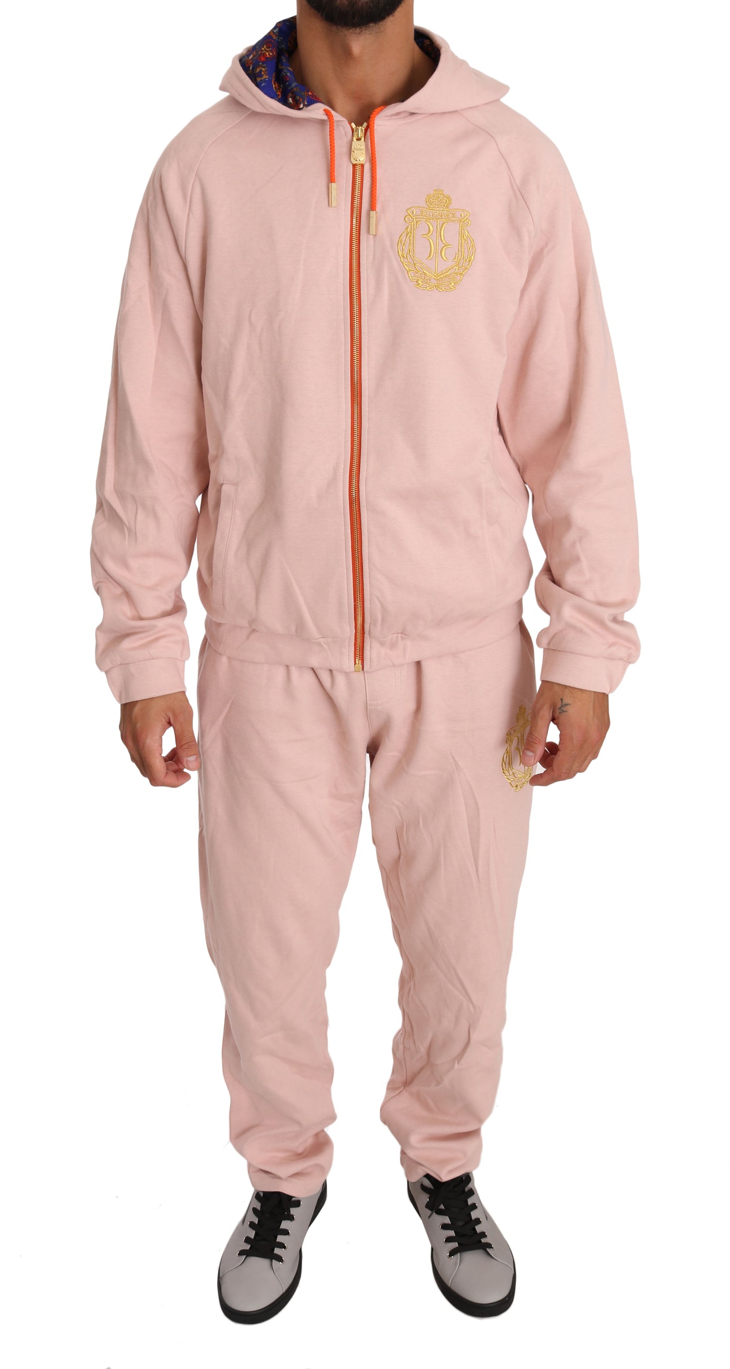  - Elegant Pink Cotton Sweatsuit Luxury Comfort