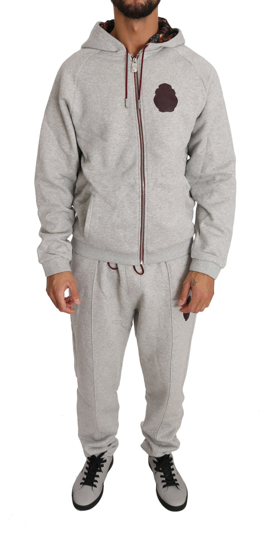  - Elegant Gray Hooded Sweatsuit Ensemble