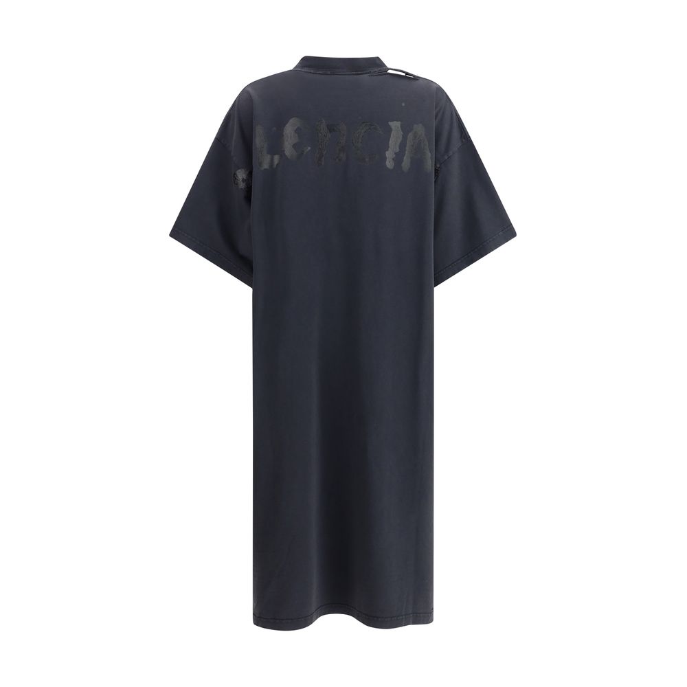 Balenciaga - Black Oversized Midi T-Shirt Dress