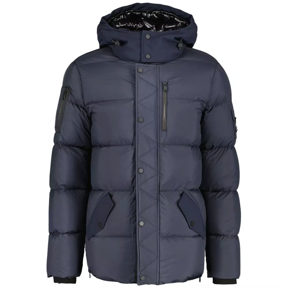 Moose Knuckles Blue Nylon Puffer Jacket