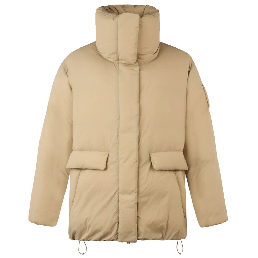 Moose Knuckles Beige High Collar Padded Jacket