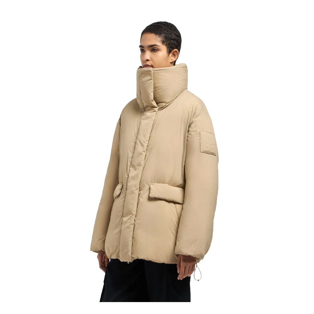 Moose Knuckles Beige High Collar Padded Jacket