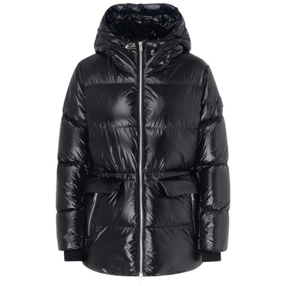 Moose Knuckles Shiny Black Hooded Puffer Jacket