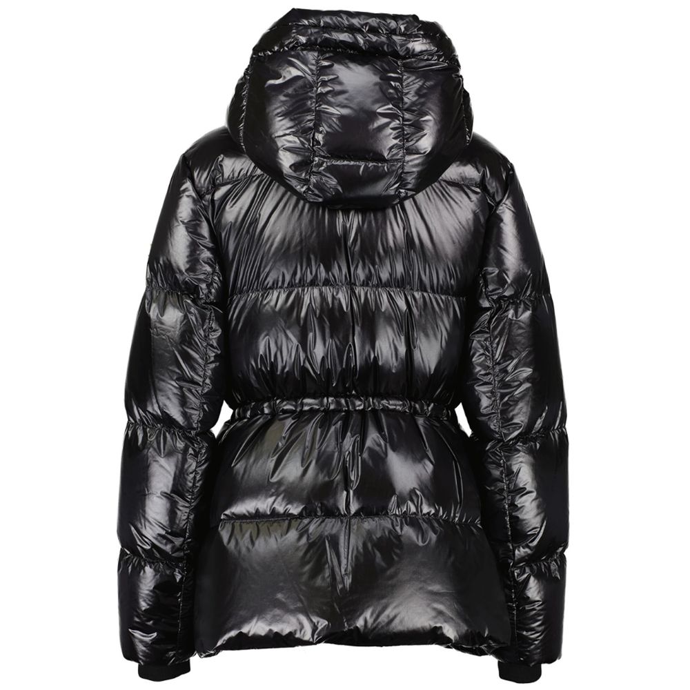 Moose Knuckles Shiny Black Hooded Puffer Jacket for Women