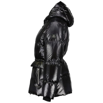 Moose Knuckles Shiny Black Hooded Puffer Jacket