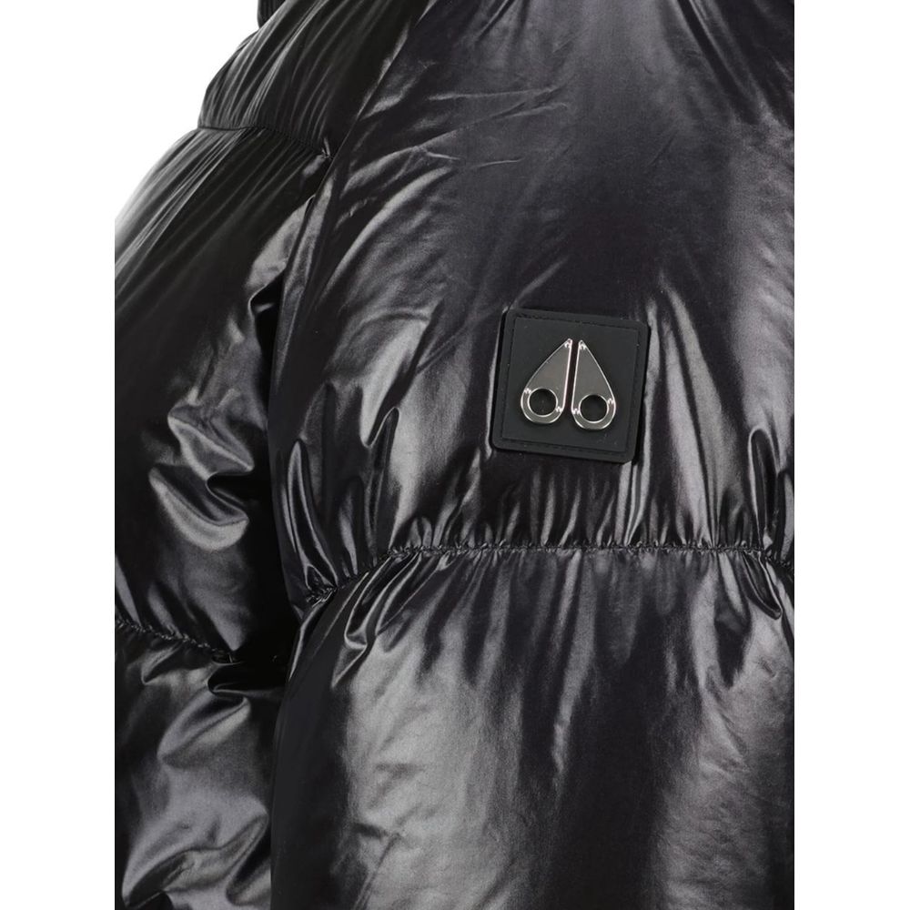 Moose Knuckles Shiny Black Hooded Puffer Jacket for Women