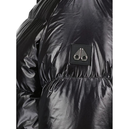 Moose Knuckles Shiny Black Hooded Puffer Jacket