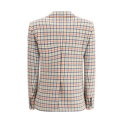 Chloé Virgin Wool Blazer Jacket in Check Pattern with Peaked Lapels