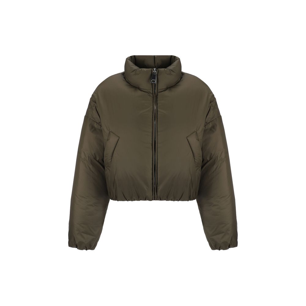 Khrisjoy - Women's Green Cropped Zipped Down Jacket