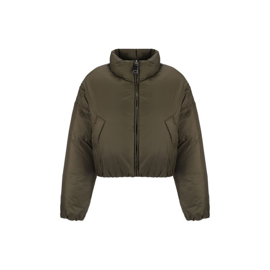 Khrisjoy - Women's Green Cropped Zipped Down Jacket