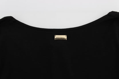  - Elegant V-Neck Black Viscose Blend Sweater