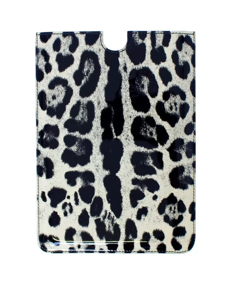  - Dolce & Gabbana White Leopard Pattern Leather eBook Cover Tablet Case